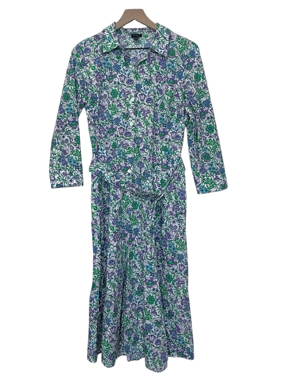 Talbots Size 6 Fit & Flare Poplin Shirt Dress Bleted Pockets Spring Fleur Floral - Picture 2 of 8